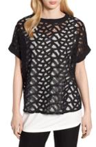 Women's Ming Wang Lace Front Top - Black