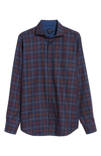 Men's Bugatchi Classic Fit Pinstripe Check Sport Shirt