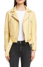 Women's Acne Studios Leather Moto Jacket Us / 32 Eu - Yellow