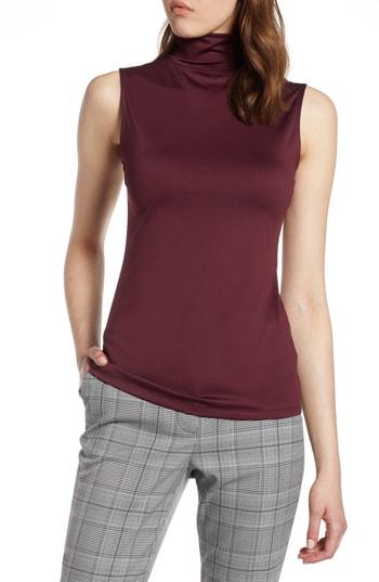 Women's Halogen Mock Neck Shell Top - Burgundy