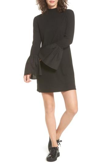 Women's Everly Bell Sleeve Rib Knit Dress - Black