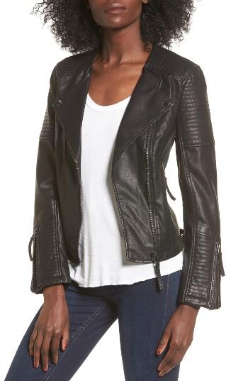 Women's Topshop Luna Faux Leather Biker Jacket Us (fits Like 0) - Black