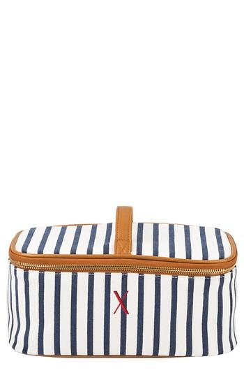 Cathy's Concepts Monogram Stripe Canvas Cosmetics Case, Size - Blue X
