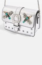 Topshop Rosie Jewel Embellished Faux Leather Crossbody Bag - Metallic