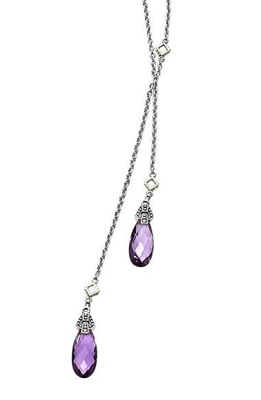 Women's Lagos 'caviar Color' Semiprecious Stone Lariat Necklace