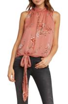 Women's Willow & Clay Print Side Tie Tank Top - Coral