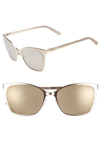 Women's Ted Baker London 53mm Rectangle Cat Eye Sunglasses - Gold