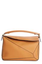 Loewe Medium Puzzle Leather Shoulder Bag - Beige