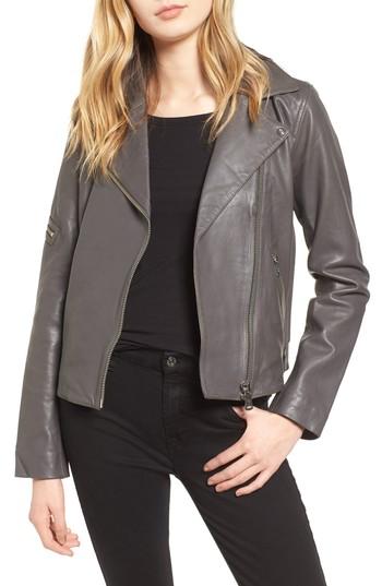 Women's Bernardo Kirwin Leather Moto Jacket - Grey