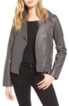 Women's Bernardo Kirwin Leather Moto Jacket - Grey