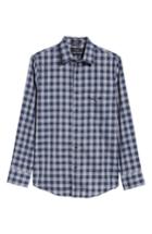 Men's Nordstrom Men's Shop Regular Fit Non-iron Check Sport Shirt, Size - Blue