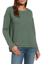 Women's Caslon Crochet Lace Trim Sweatshirt - Green