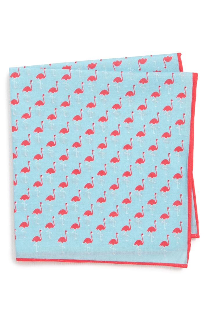 Men's Southern Tide Fenwick Flamingo Cotton & Silk Pocket Square