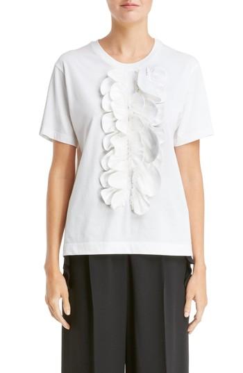 Women's Simone Rocha Embellished Ruffle Cotton Tee - White