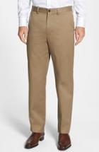 Men's Nordstrom Men's Shop 'classic' Smartcare(tm) Relaxed Fit Flat Front Cotton Pants X 30 - Beige (online Only)