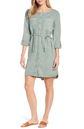 Women's Caslon Linen Cotton Shirtdress - Green