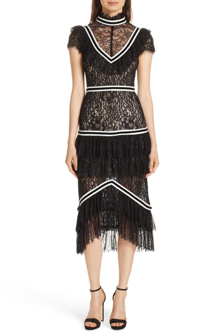 Women's Alice + Olivia Enid Ruffled Velvet Minidress
