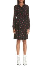 Women's Ganni Floral Silk Wrap Dress Us / 38 Eu - Black