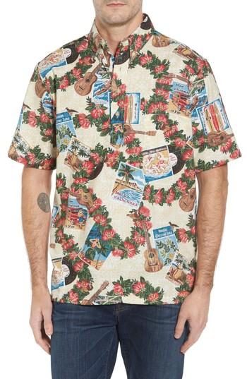 Men's Reyn Spooner Hawaiian Christmas 2017 Sport Shirt - White