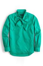 Women's J.crew Tie-neck Cotton Top, Size - Green