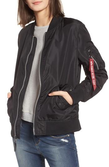 Women's Alpha Industries L-2b Scout Water Resistant Flight Jacket - Black