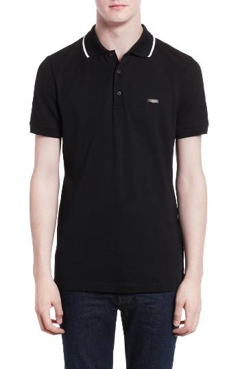 Men's Burberry Adley Tipped Collar Polo - Black