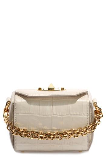Alexander Mcqueen Mini Box Croc-embossed Leather Bag - Grey
