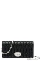 Women's Miu Miu Matelasse Leather Wallet On A Chain - Blue