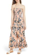 Women's Bp. Smocked Ruffle Hem Jumpsuit, Size - Pink