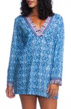 Women's La Blanca Print Tunic Cover-up - Blue