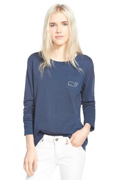Women's Vineyard Vines Whale Print Long Sleeve Tee - Blue