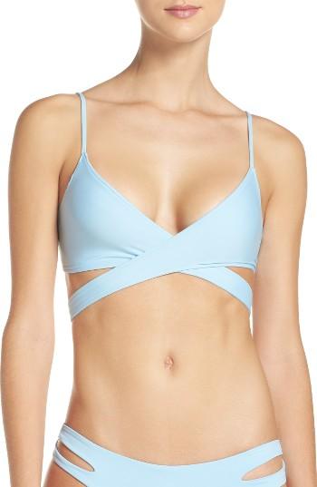 Women's L Space Chloe Wrap Bikini Top, Size D - Blue