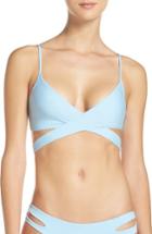 Women's L Space Chloe Wrap Bikini Top, Size D - Blue