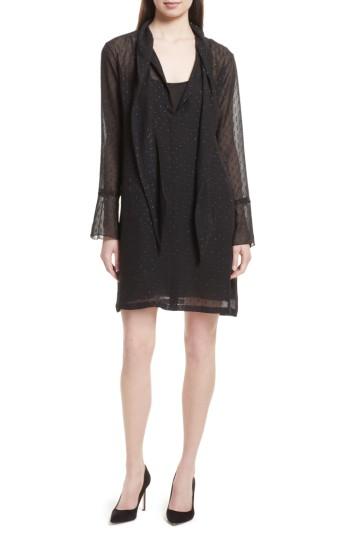 Women's Theory Metallic Silk Scarf Dress - Black