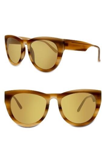 Women's Smoke X Mirrors Runaround Sue 60mm Cat Eye Sunglasses - Milky Tortoise/ Gold Mirror