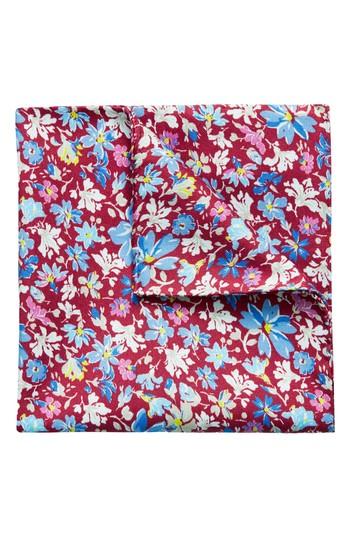 Men's Eton Floral Silk Pocket Square, Size - Red