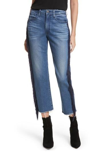 Women's 3x1 Nyc W3 Higher Ground Fringe Crop Straight Leg Jeans - Blue