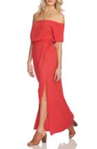 Women's 1.state Blouson Off The Shoulder Maxi Dress - Red