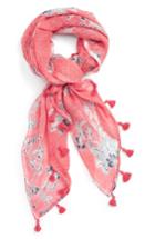 Women's Caslon Floral Tides Tassel Scarf, Size - Pink