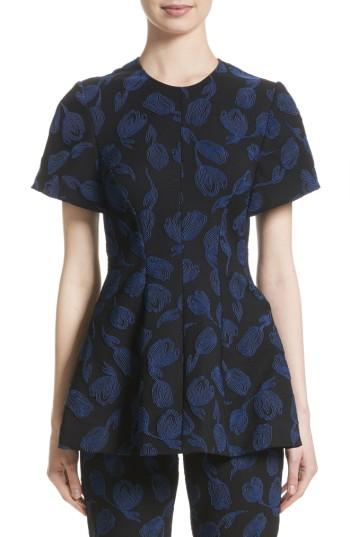 Women's Lela Rose Tulip Jacquard Peplum Top