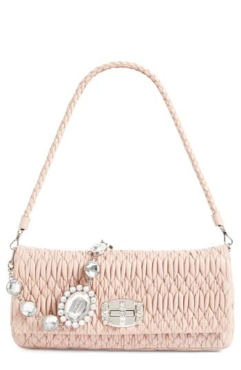 Miu Miu Medium Swarovski Crystal Chain Leather Shoulder Bag -