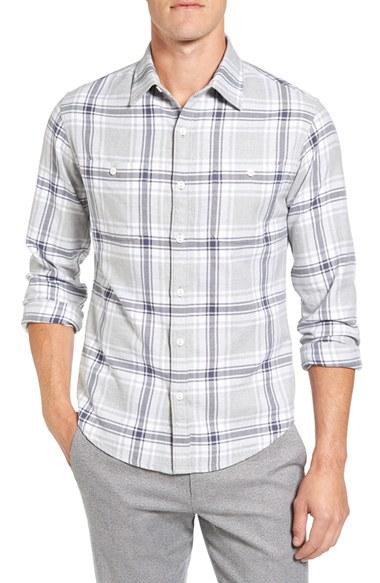 Men's Bonobos 'curlew Lake' Slim Fit Check Flannel Sport Shirt - Grey