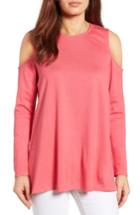 Women's Halogen Stretch Knit Cold Shoulder Top - Coral