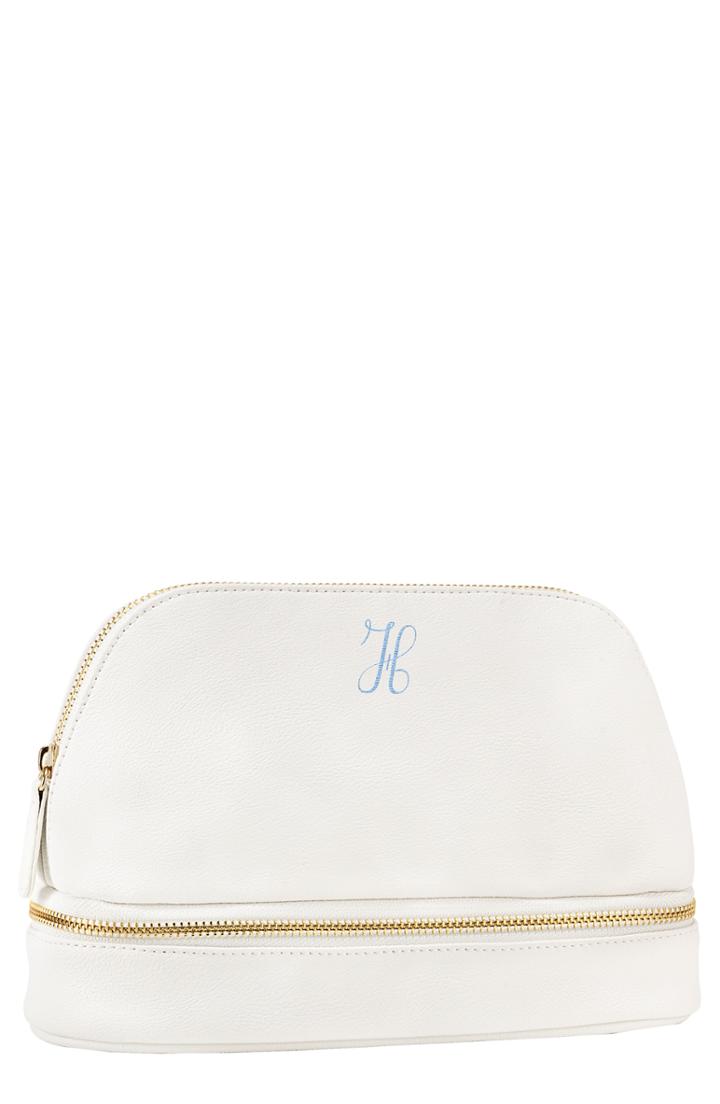 Cathy's Concepts Monogram Faux Leather Cosmetics Case, Size - White H