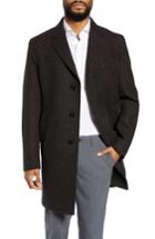 Men's Boss Shawn Trim Fit Wool Blend Top Coat R - Brown