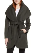 Women's T Tahari Wool Blend Belted Wrap Coat - Green