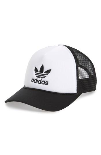 Women's Adidas Trefoil Mesh Trucker Hat - White