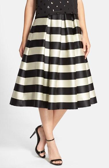 Women's Eliza J Pleated Stripe Midi Skirt