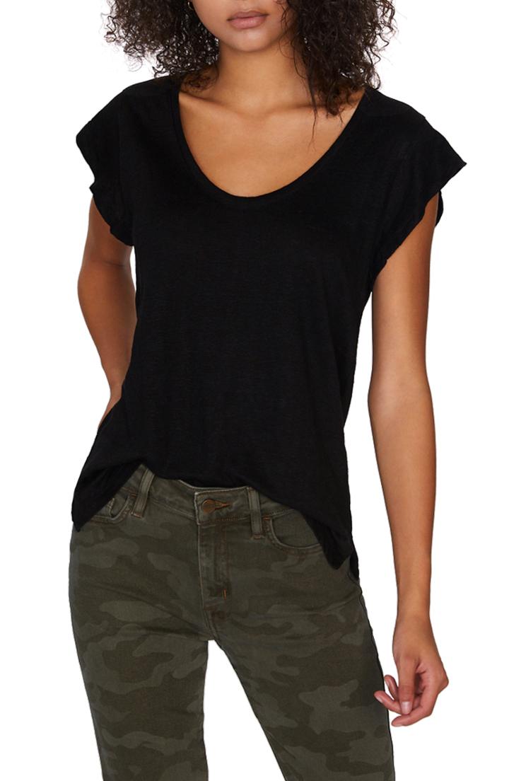 Women's Sanctuary Ruby Scoop Neck Linen Tee - Black
