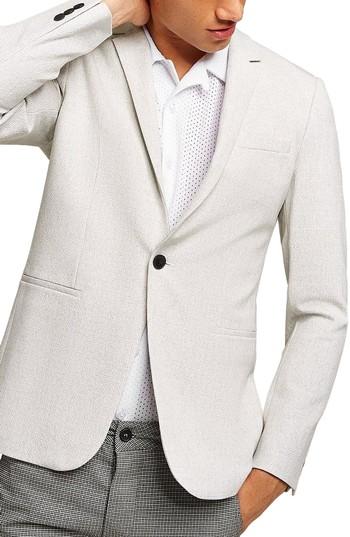 Men's Topman Lionis Skinny Fit Textured Sport Coat R - Grey